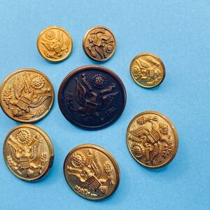 Gold Metal Military Buttons Vintage Scoville Unique Art Mfg Waterbury Button Co